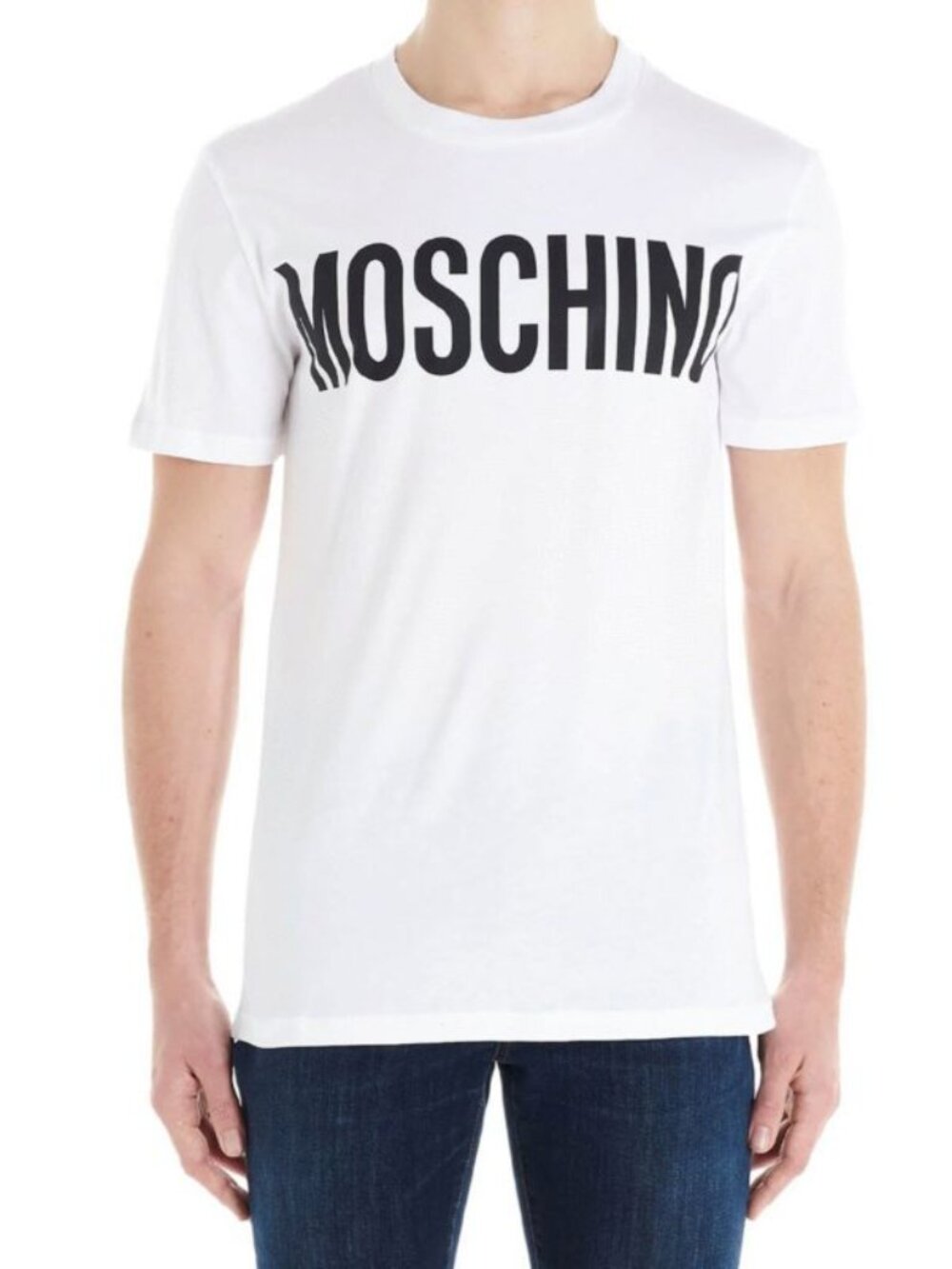 NEW Moschino Distorted Logo Graphic T-Shirt White Men's Size Medium Designer Tee